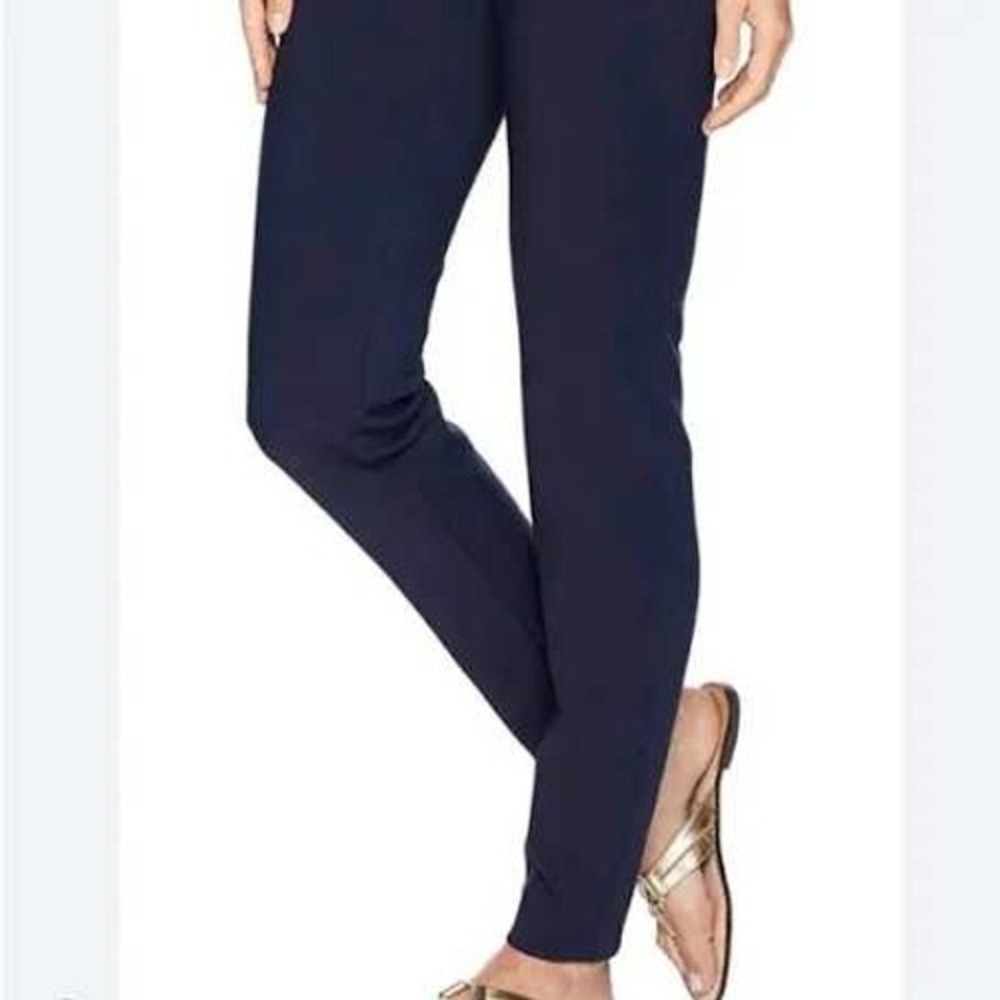 Lilly Pulitzer Womens Dinner Pants 8 Midnight Navy Alessia Stretch Side Zip New